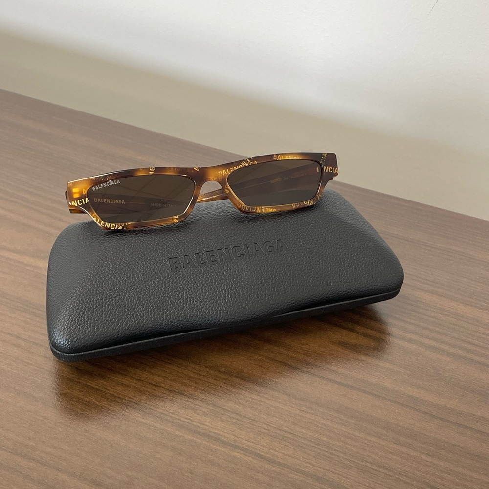 Balenciaga Logo Sunglasses in Brown